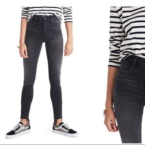 Madewell high rise skinny gray jean with step hem